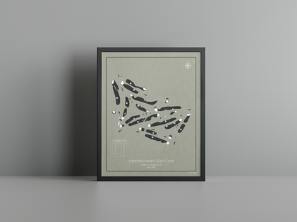 Huntercombe Golf Club golf course print, brown frame