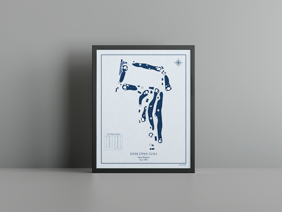 Ieper Open Golf golf course print, blue frame