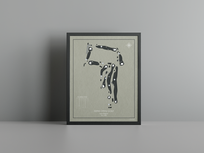 Ieper Open Golf golf course print, brown frame