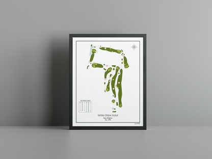 Ieper Open Golf golf course print, white frame