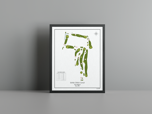 Ieper Open Golf golf course print, white frame