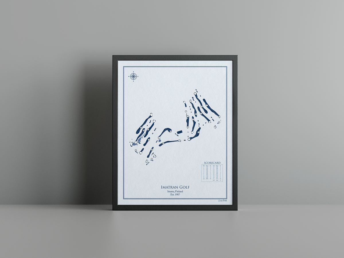 Imatran Golf golf course print, blue frame