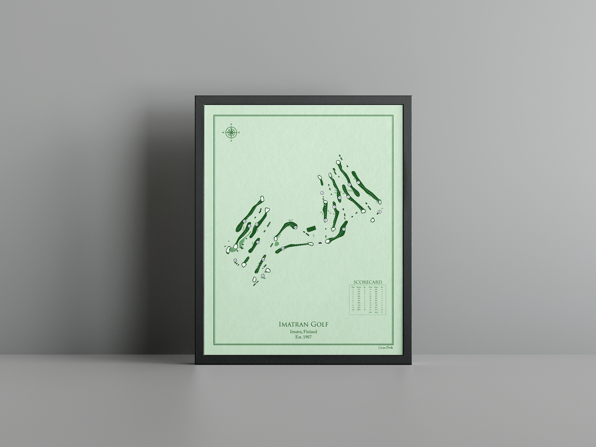 Imatran Golf golf course print, green frame
