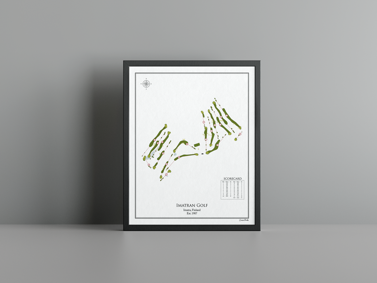 Imatran Golf golf course print, white frame