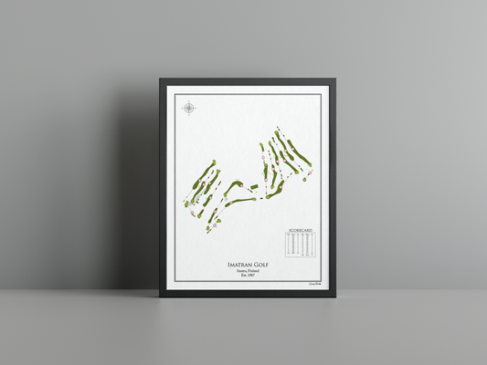 Imatran Golf golf course print, white frame