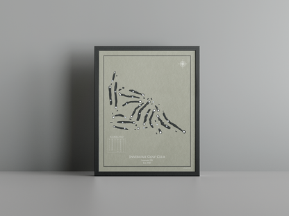 Inverurie Golf Club golf course print, brown frame