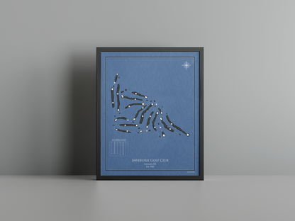 Inverurie Golf Club golf course print, navy frame