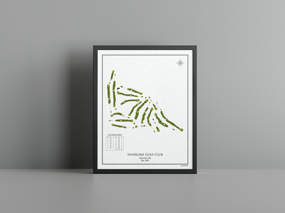Inverurie Golf Club golf course print, white frame