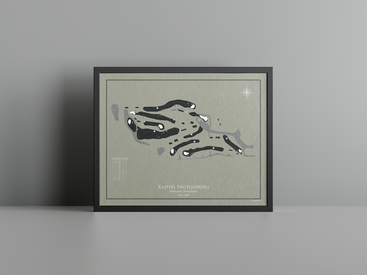 Kasteel Engelenburg golf course print, brown frame