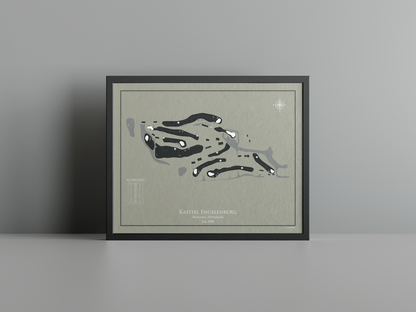 Kasteel Engelenburg golf course print, brown frame