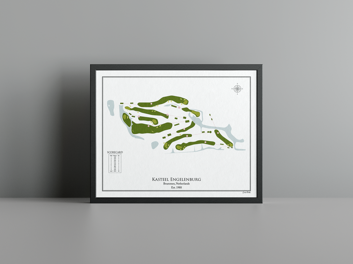 Kasteel Engelenburg golf course print, white frame