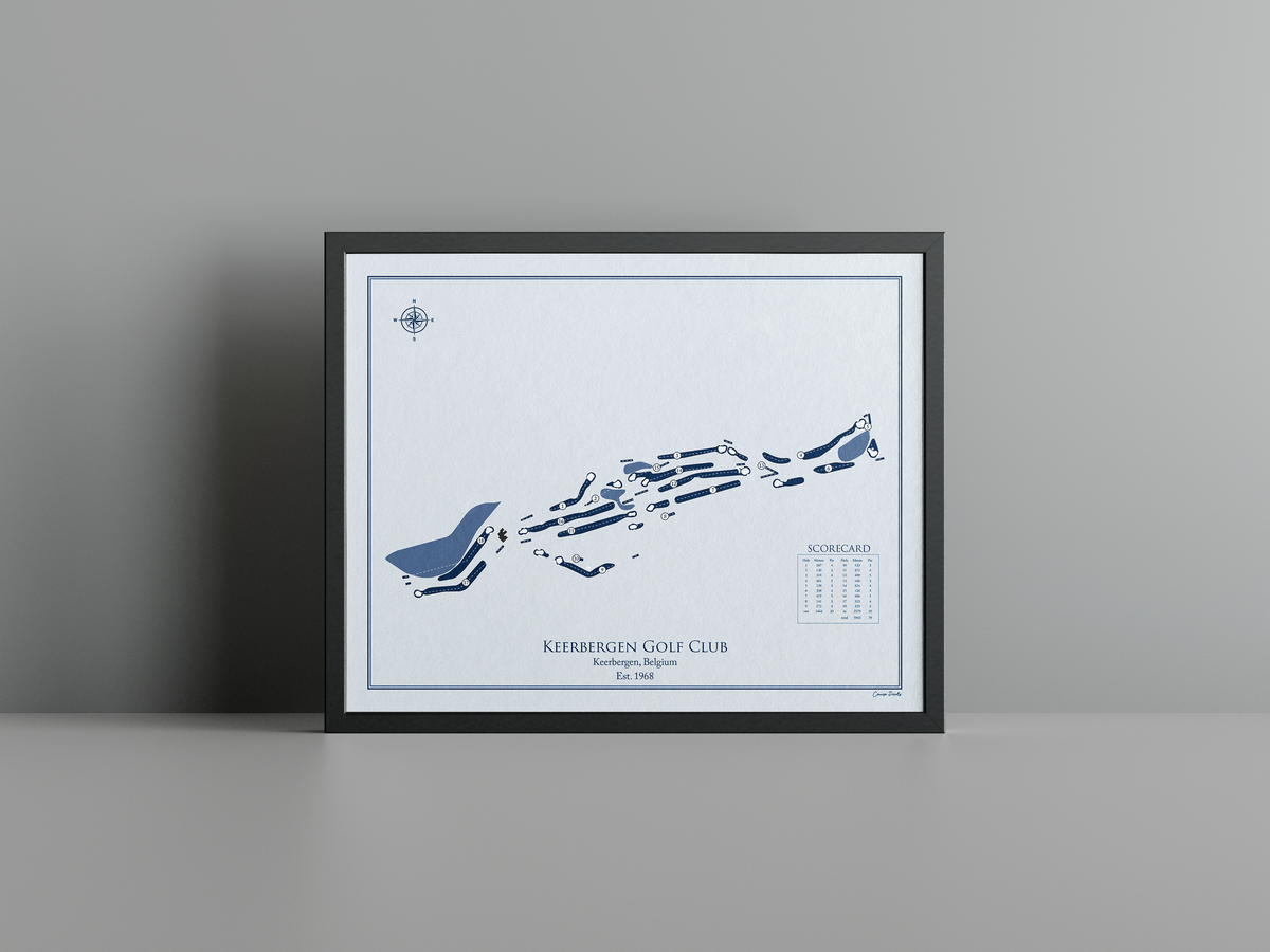 Keerbergen Golf Club golf course print, blue frame