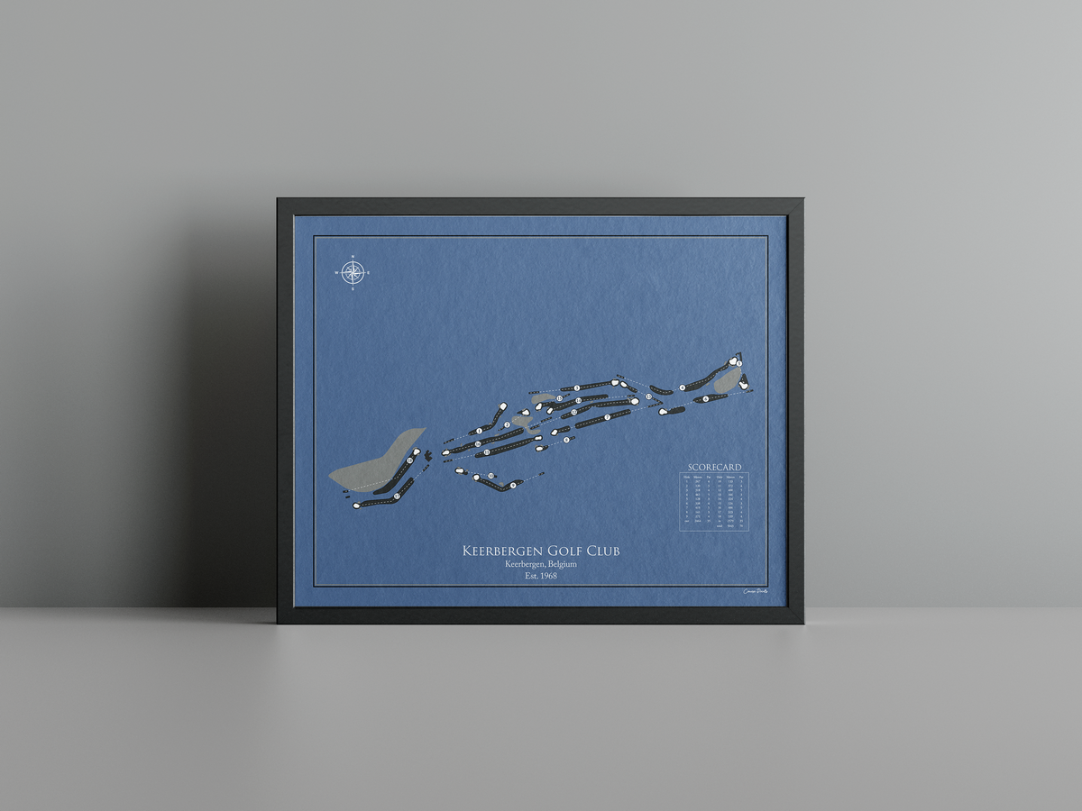Keerbergen Golf Club golf course print, navy frame