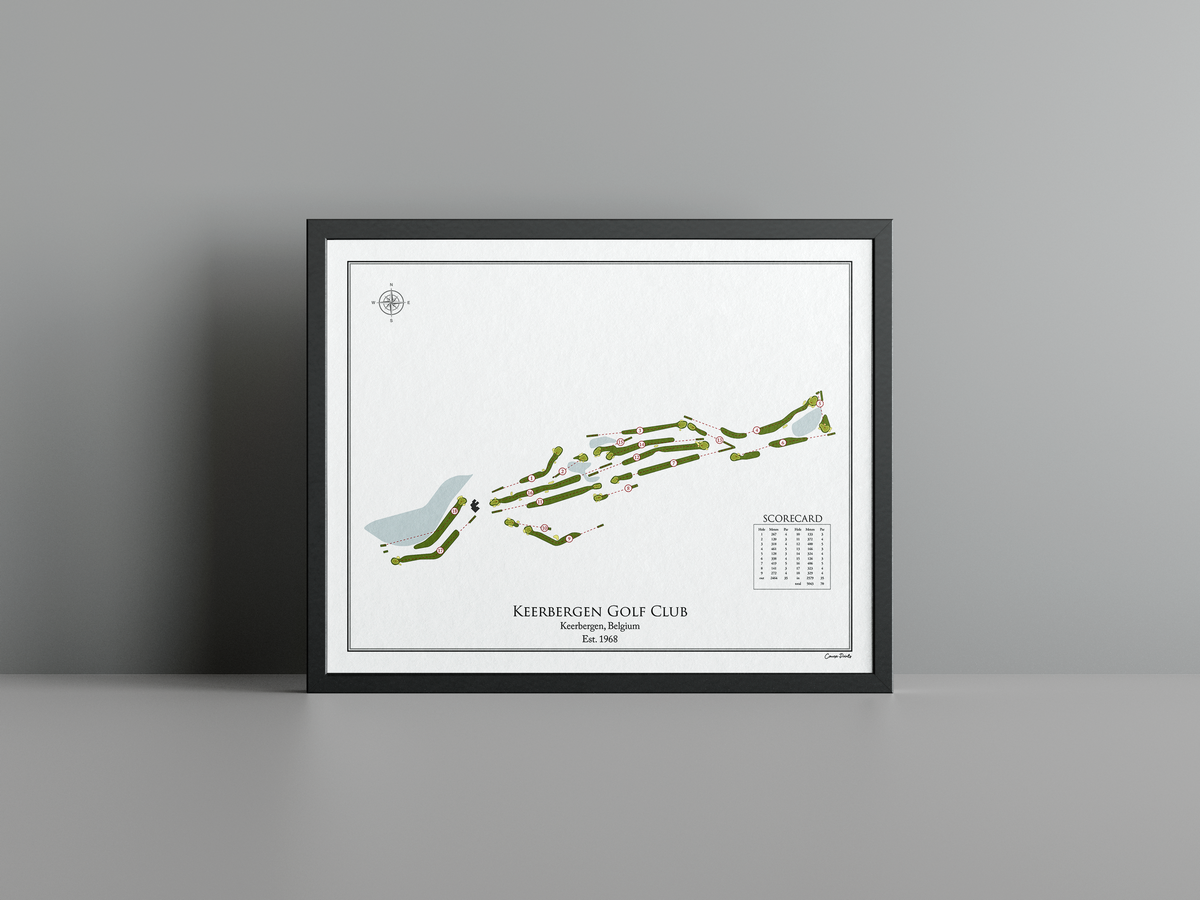 Keerbergen Golf Club golf course print, white frame