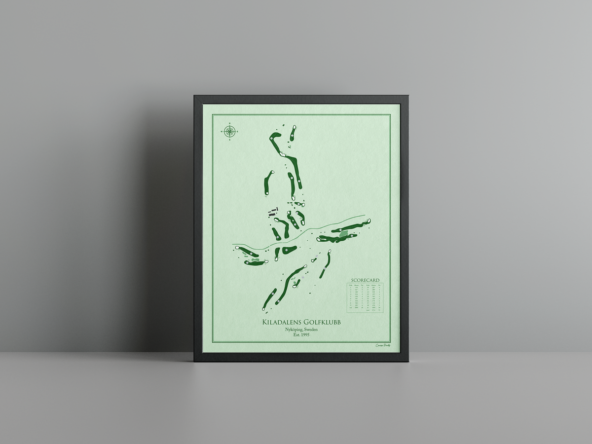 Kiladalens Golfklubb golf course print, green frame