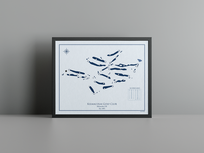 Kilmacolm Golf Club golf course print, blue frame