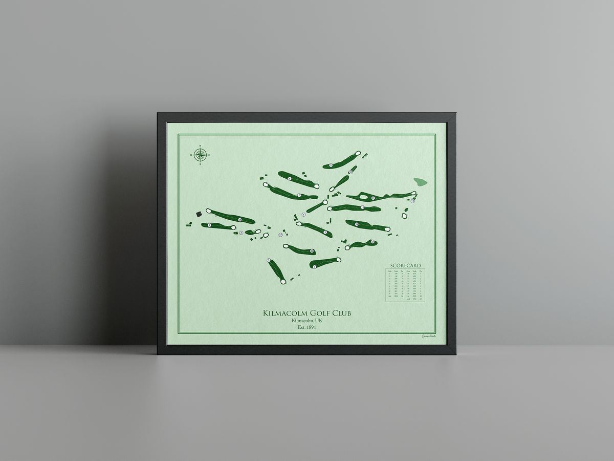 Kilmacolm Golf Club golf course print, green frame