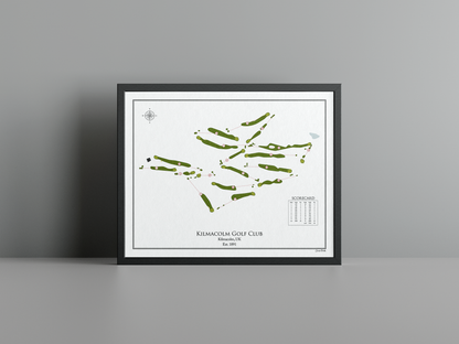 Kilmacolm Golf Club golf course print, white frame