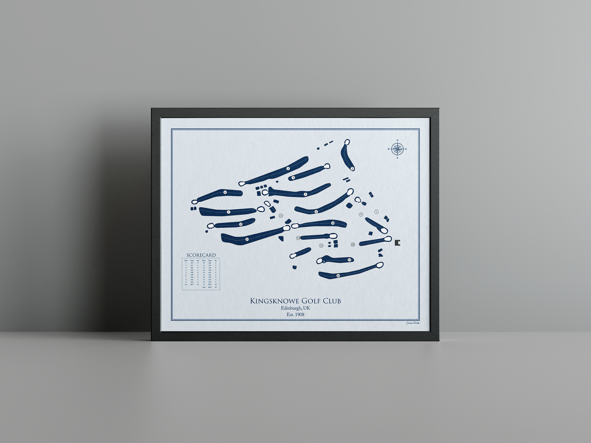 Kingsknowe Golf Club golf course print, blue frame