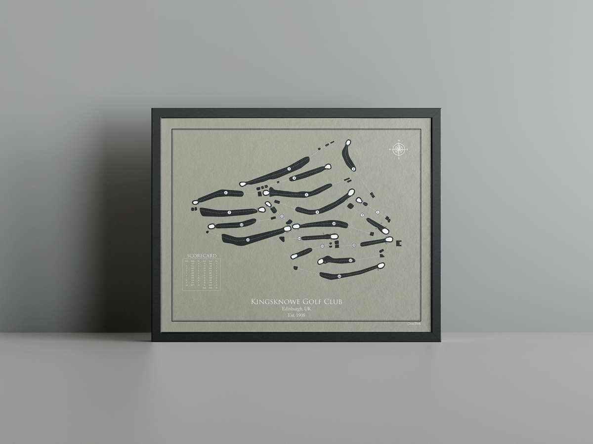 Kingsknowe Golf Club golf course print, brown frame