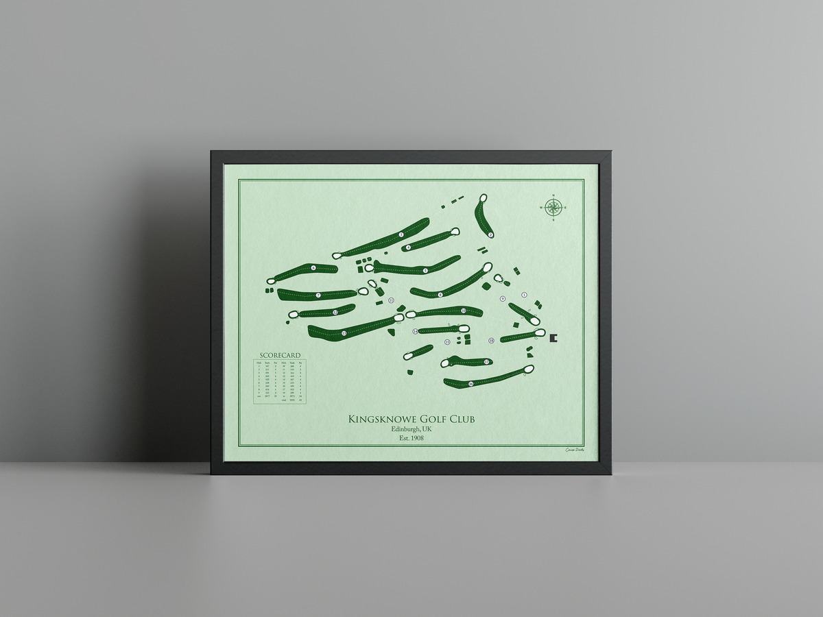 Kingsknowe Golf Club golf course print, green frame
