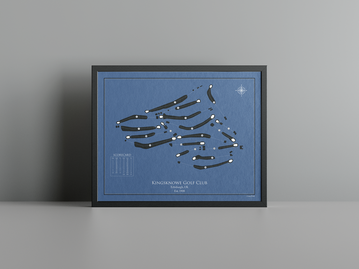 Kingsknowe Golf Club golf course print, navy frame