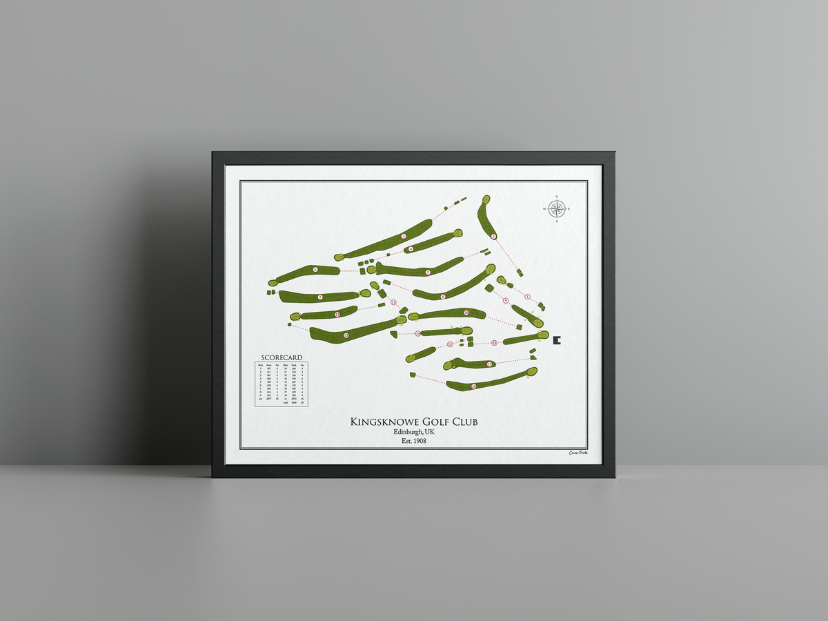 Kingsknowe Golf Club golf course print, white frame