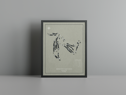 Kingussie Golf Club golf course print, brown frame