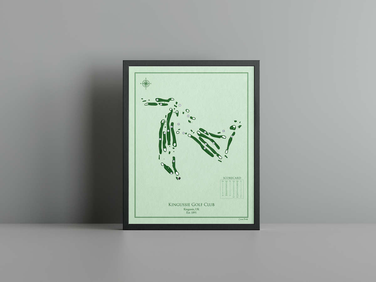 Kingussie Golf Club golf course print, green frame
