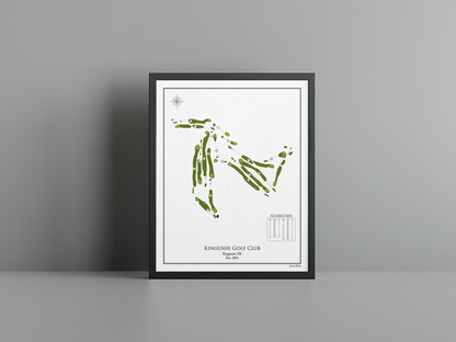 Kingussie Golf Club golf course print, white frame