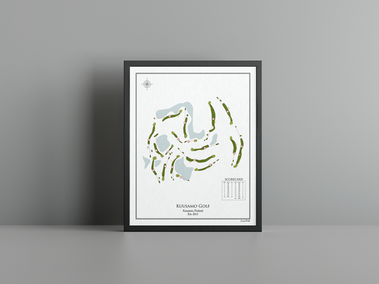 Kuusamo Golf golf course print, white frame