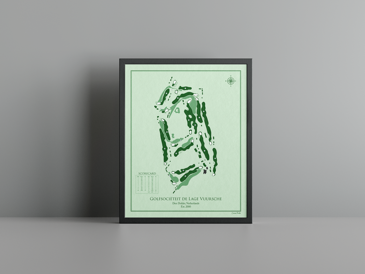 Lage Vuursche Golf Club golf course print, green frame