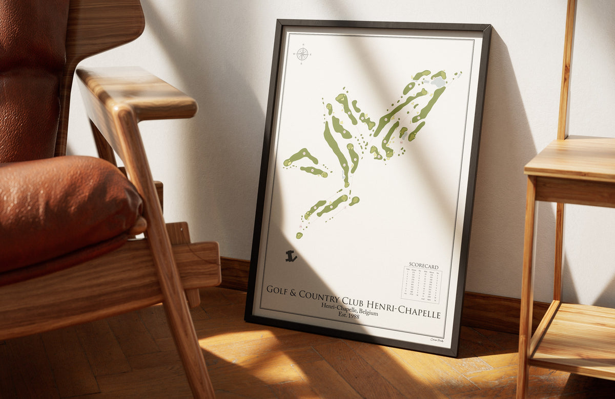 Le Charlemagne - Henri Chapelle golf course print, framed 50x70 black frame