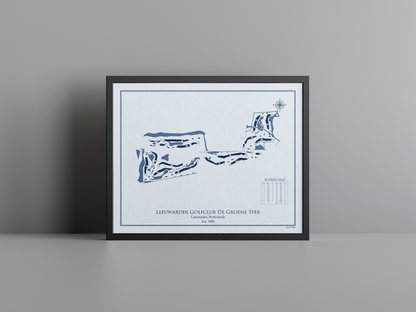 Leeuwarder Golfclub De Groene Ster golf course print, blue frame