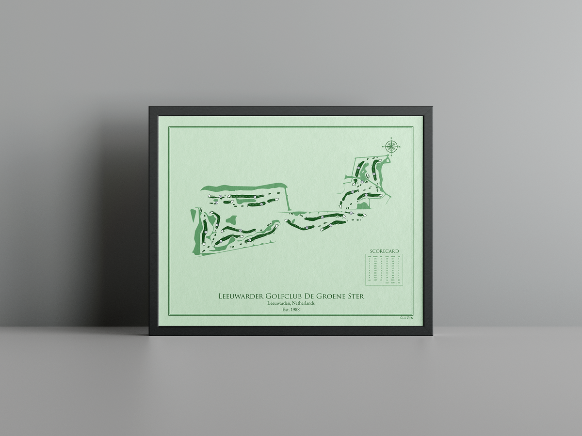 Leeuwarder Golfclub De Groene Ster golf course print, green frame