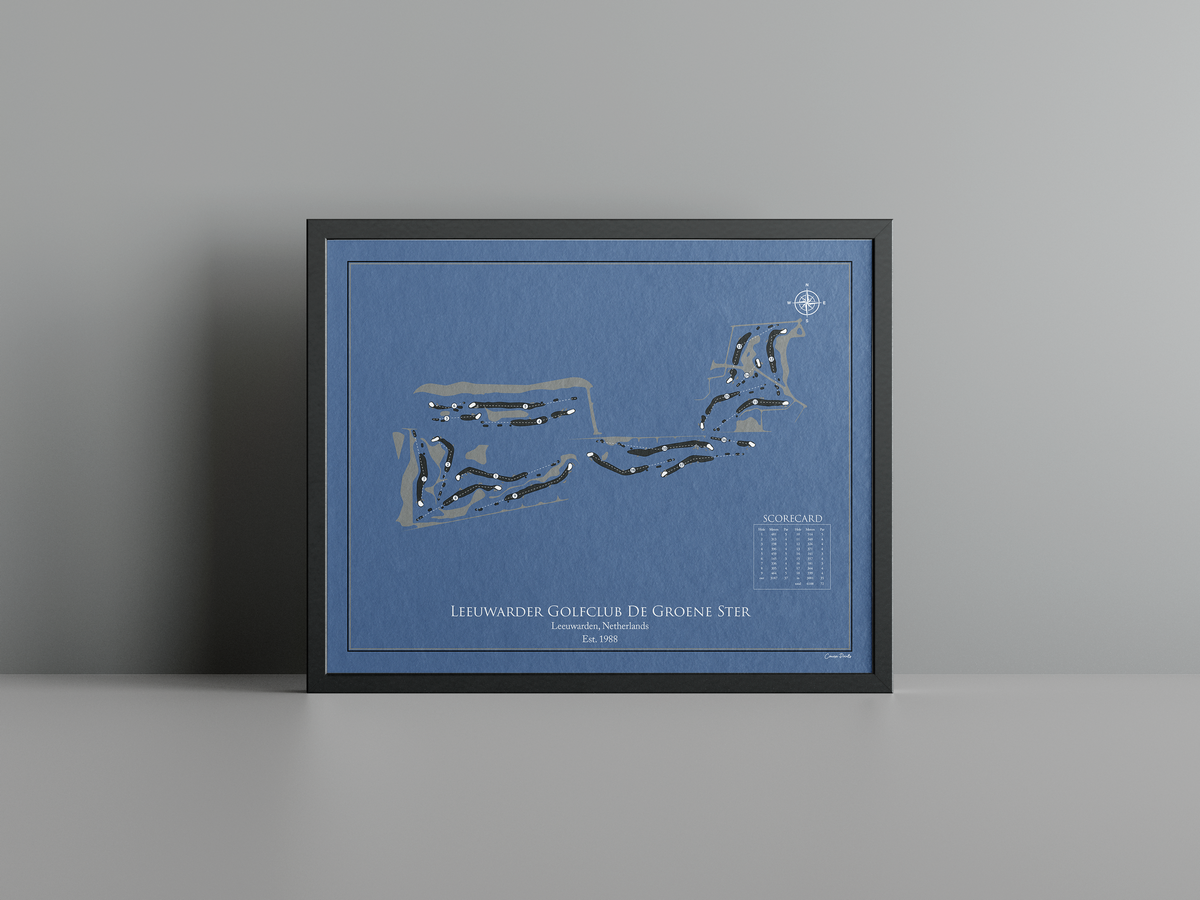 Leeuwarder Golfclub De Groene Ster golf course print, navy frame