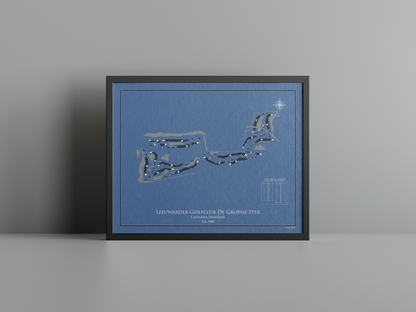 Leeuwarder Golfclub De Groene Ster golf course print, navy frame