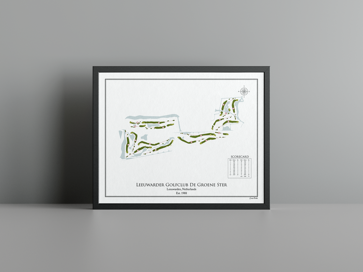 Leeuwarder Golfclub De Groene Ster golf course print, white frame