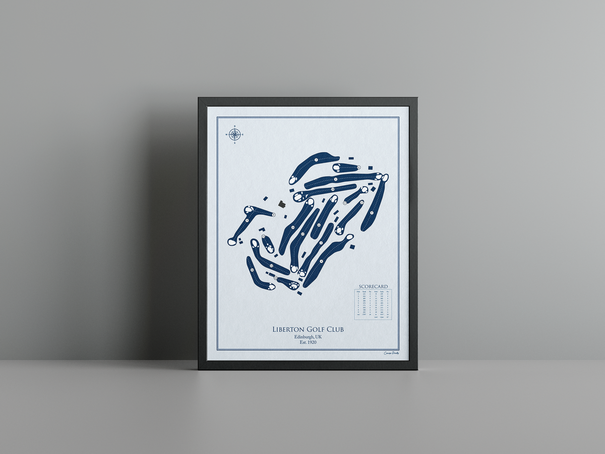 Liberton Golf Club golf course print, blue frame
