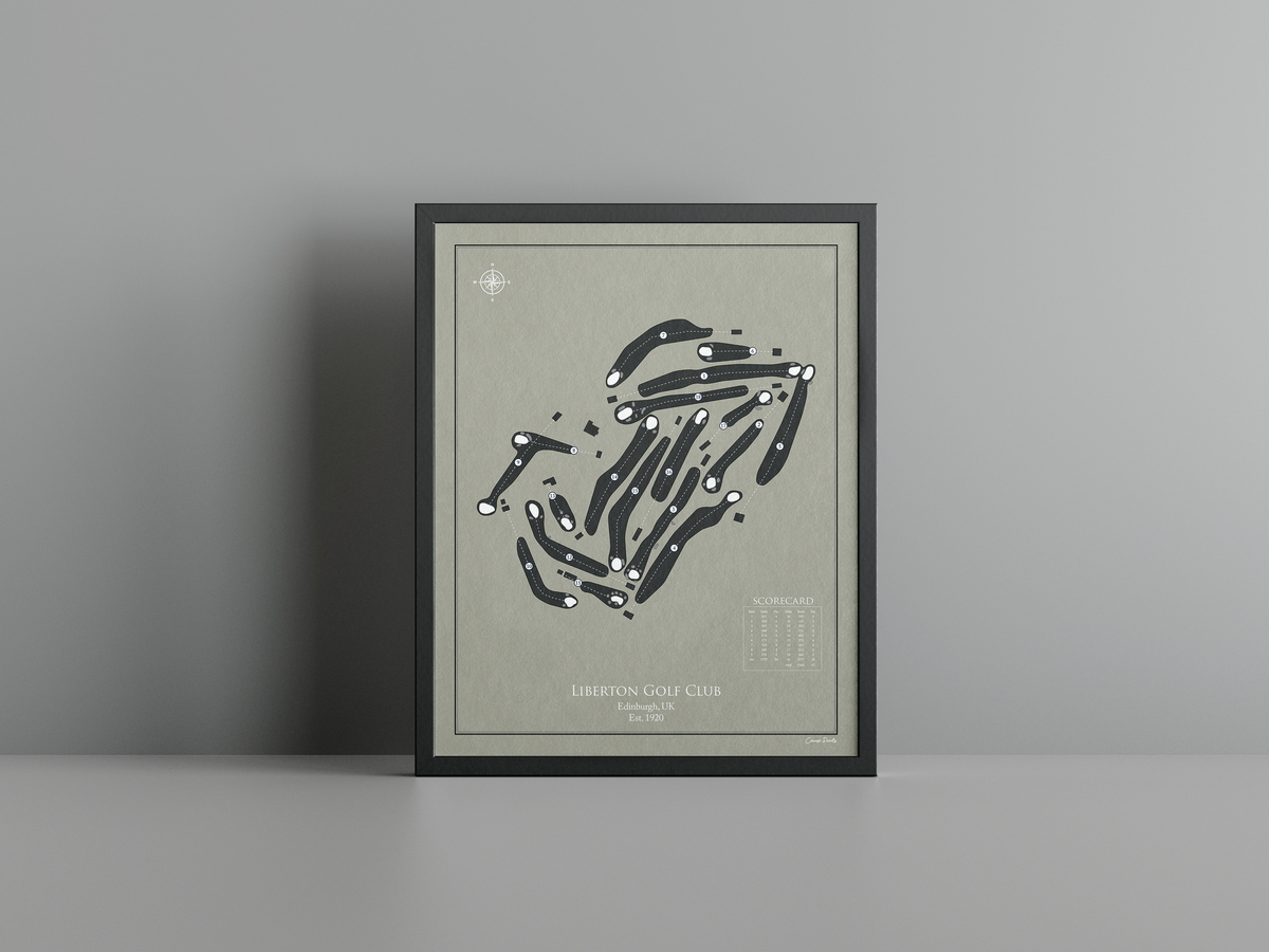 Liberton Golf Club golf course print, brown frame