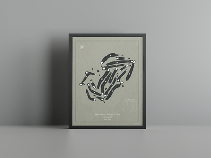 Liberton Golf Club golf course print, brown frame