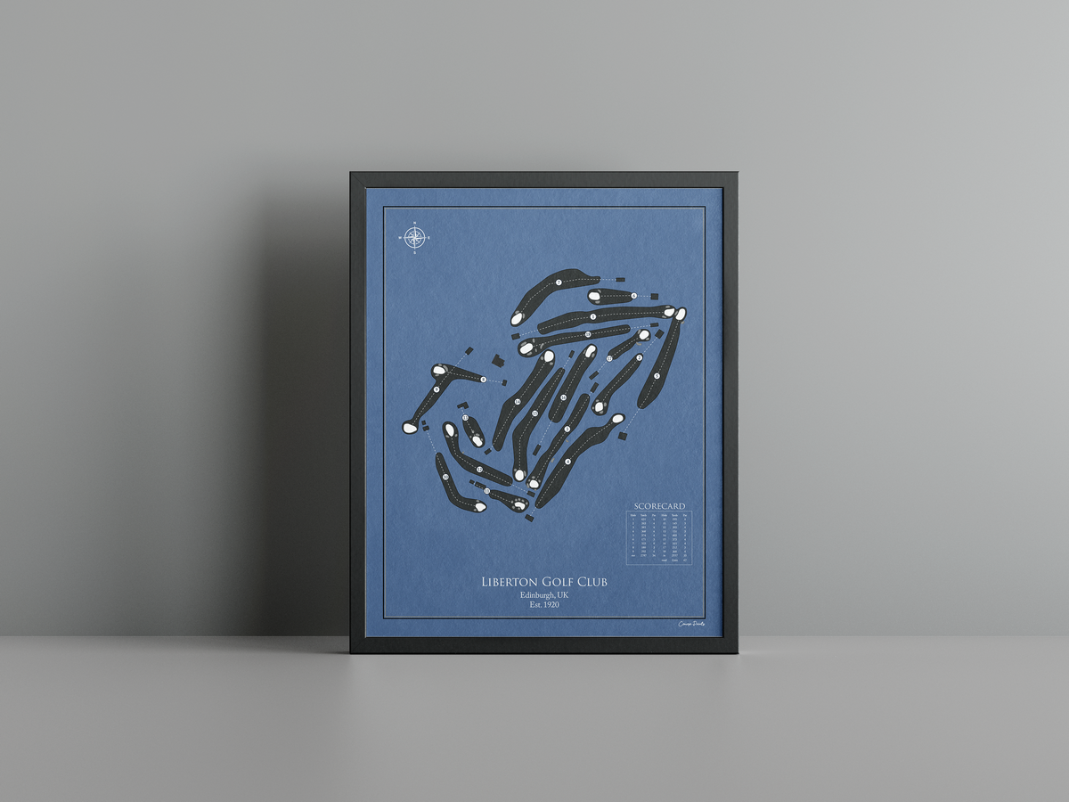 Liberton Golf Club golf course print, navy frame
