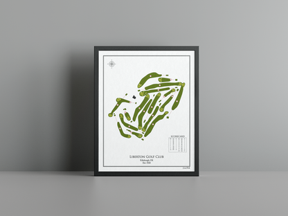 Liberton Golf Club golf course print, white frame