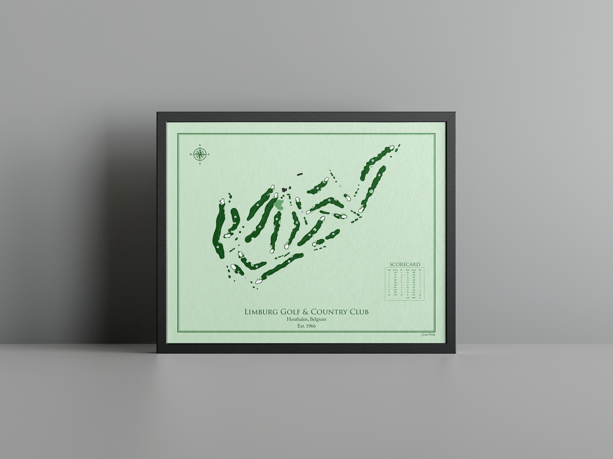 Limburg Golf & Country Club golf course print, green frame