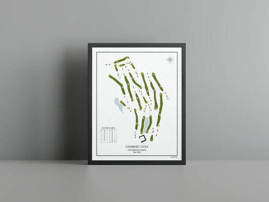 Linsberg Golf golf course print, white frame