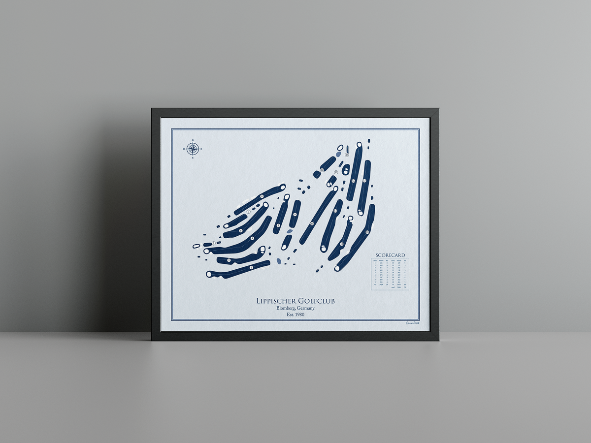 Lippischer Golfclub golf course print, blue frame