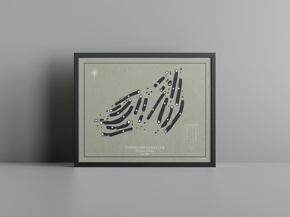 Lippischer Golfclub golf course print, brown frame