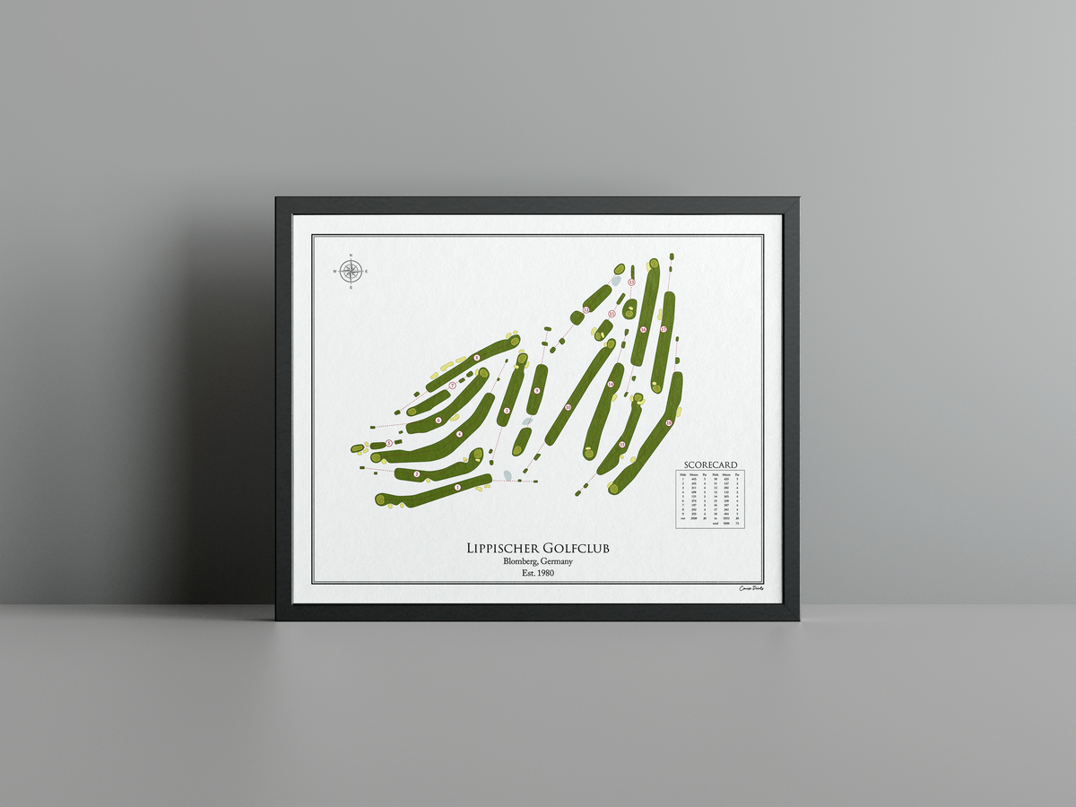 Lippischer Golfclub golf course print, white frame