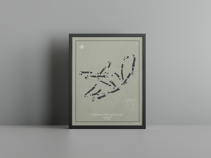 Luffness New Golf Club golf course print, brown frame
