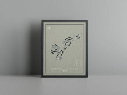 Machynys Golf and Country Club golf course print, brown frame